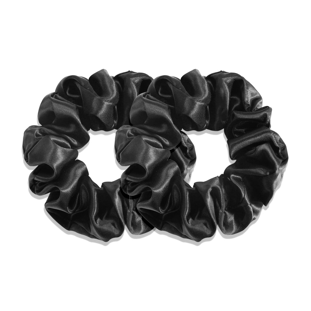 BLACK LARGE SILK SCRUNCHIES