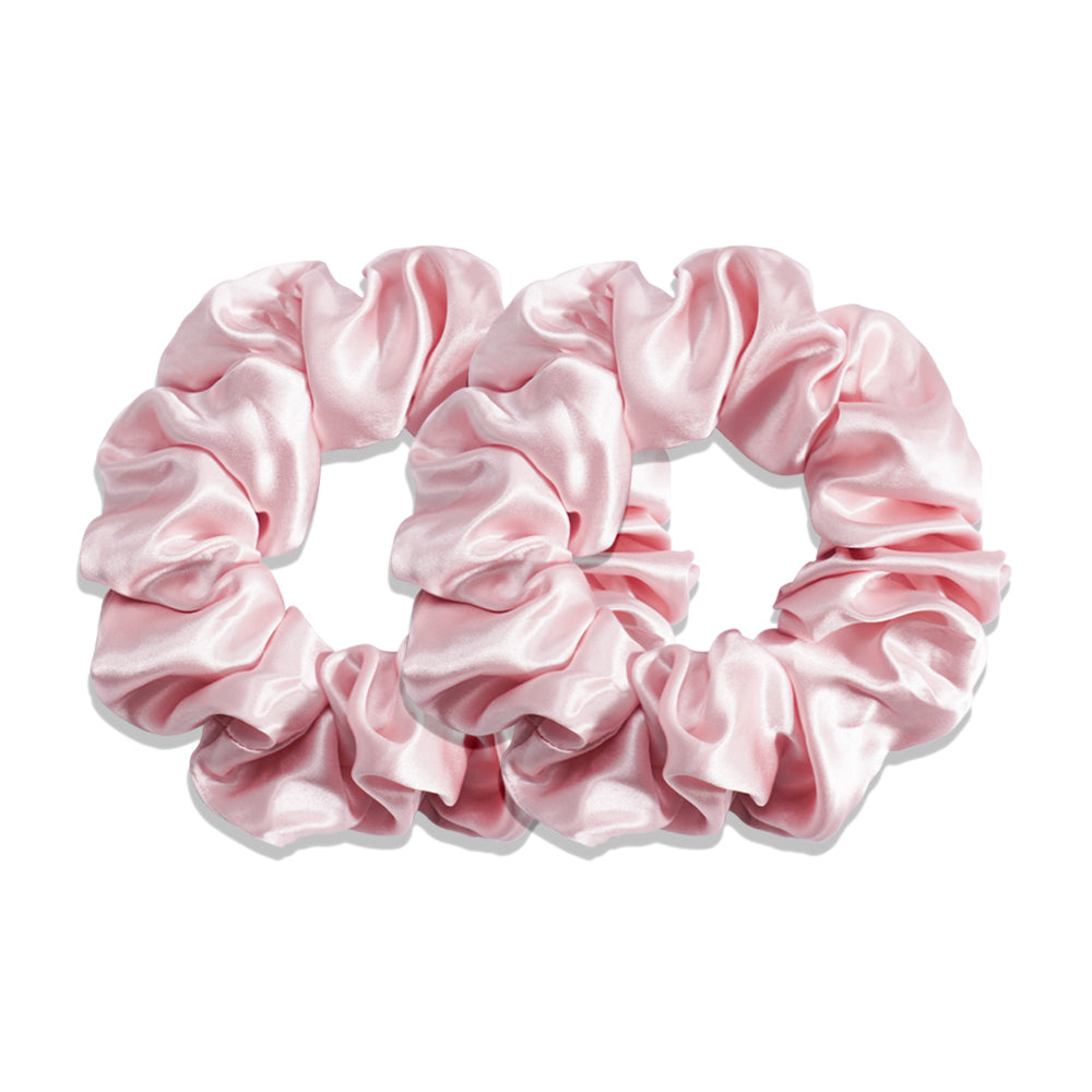 CHERRY PINK LARGE SILK SCRUNCHIES