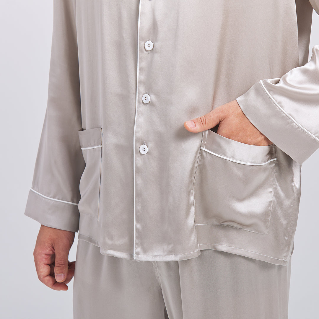 GREY MAN SILK PAJAMA SET