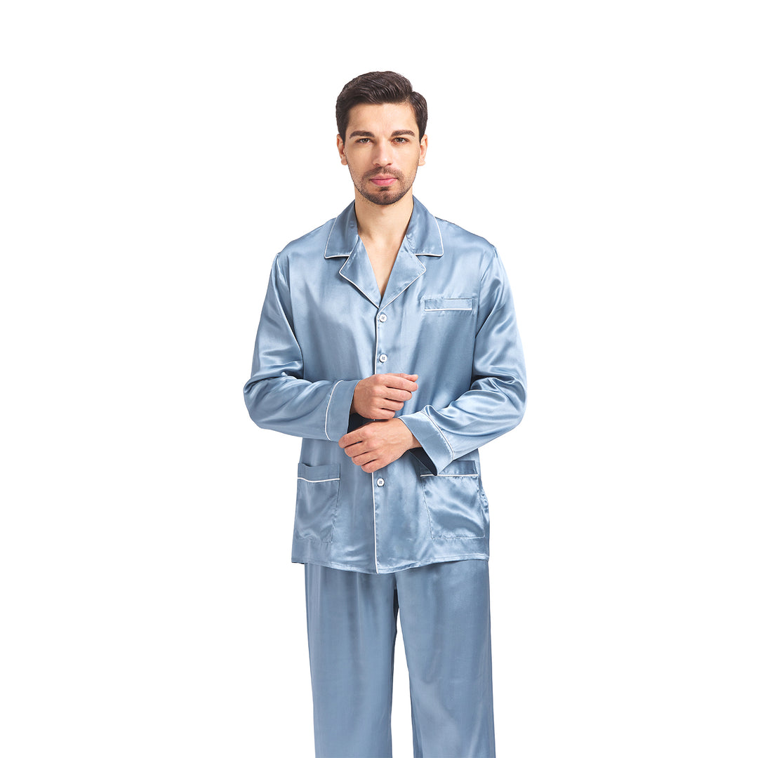 BLUE MAN SILK PAJAMA SET