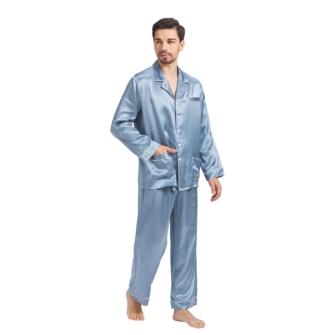 BLUE MAN SILK PAJAMA SET