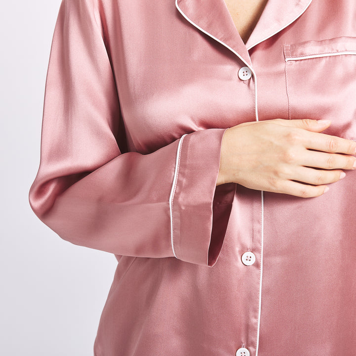 PINK WOMEN SILK PAJAMA SET