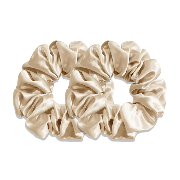 CHAMPAGNE LARGE SILK SCRUNCHIES