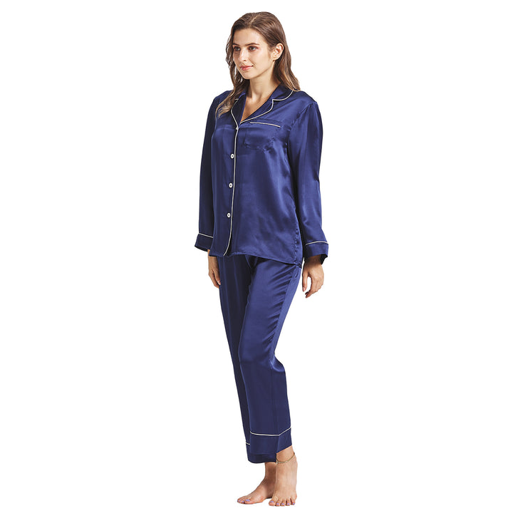 NAVY WOMEN SILK PAJAMA SET