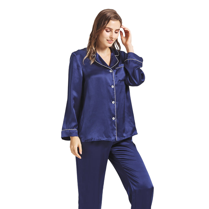 NAVY WOMEN SILK PAJAMA SET