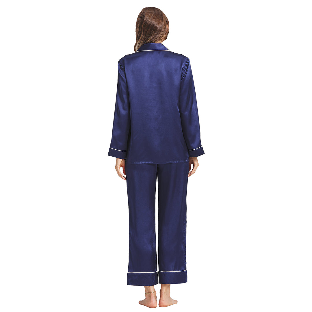 NAVY WOMEN SILK PAJAMA SET