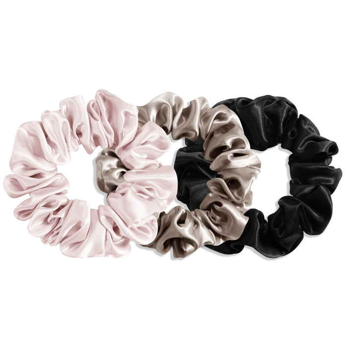 BLACK*LIGHT PINK*LIGHT GOLD MIDI SILK SCRUNCHIES