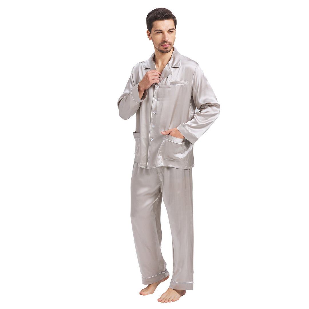 GREY MAN SILK PAJAMA SET