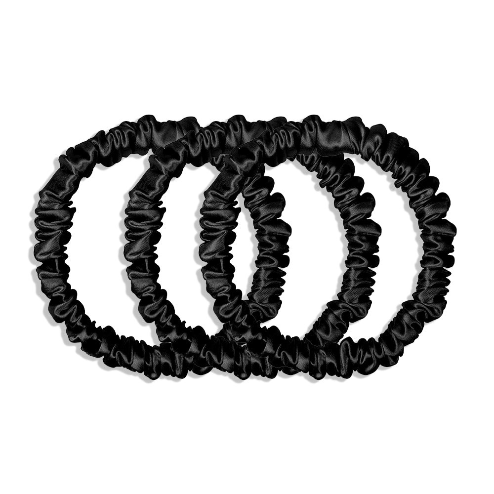 BLACK SKINNY SILK SCRUNCHIES