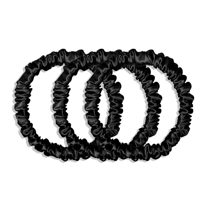 BLACK SKINNY SILK SCRUNCHIES