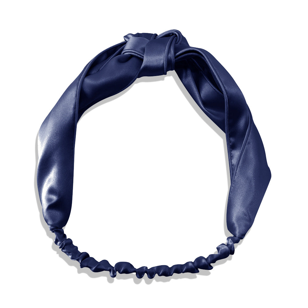 NAVY KNOT SILK HAIRBAND